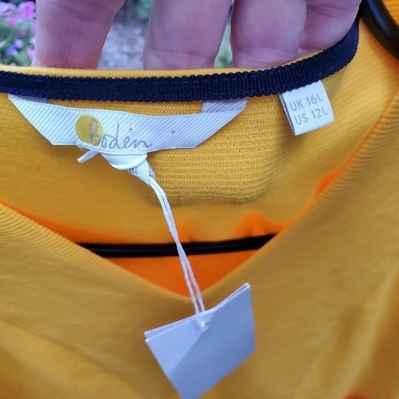 Boden Bronte Ottoman Yellow Rib Textured Knit 3/4 Sleeve Vneck Sz. 12L Dress - Picture 4 of 11